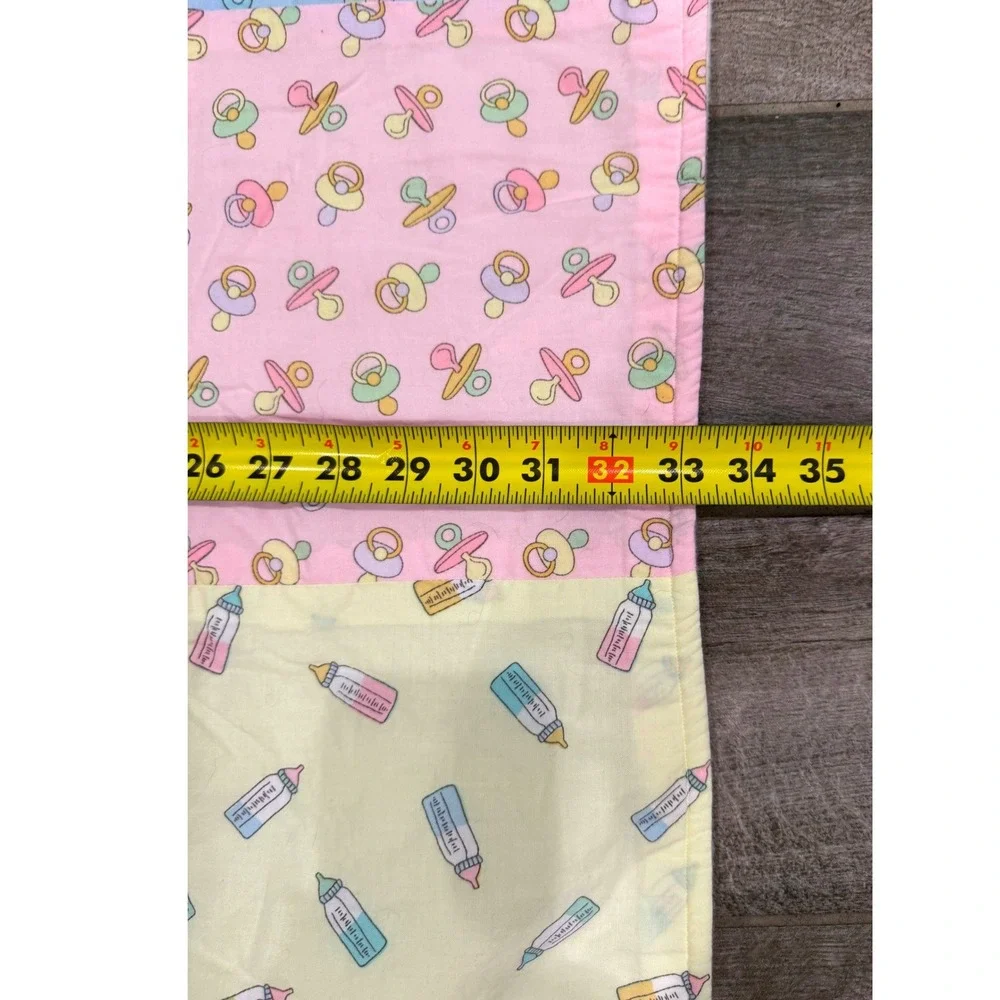 Handmade Baby Quilt 42x33 Pastel Patchwork Rattle Pacifier Bottle Crib Blanket